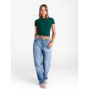 imageTrendy Queen Womens Boat Neck Tops Short Sleeve TShirts Slim Fitted Compression Summer Y2k Basic Clothes 2025Darkgreen