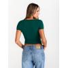 imageTrendy Queen Womens Boat Neck Tops Short Sleeve TShirts Slim Fitted Compression Summer Y2k Basic Clothes 2025Darkgreen