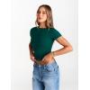 imageTrendy Queen Womens Boat Neck Tops Short Sleeve TShirts Slim Fitted Compression Summer Y2k Basic Clothes 2025Darkgreen