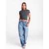 imageTrendy Queen Womens Boat Neck Tops Short Sleeve TShirts Slim Fitted Compression Summer Y2k Basic Clothes 2025Gray