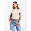 imageTrendy Queen Womens Boat Neck Tops Short Sleeve TShirts Slim Fitted Compression Summer Y2k Basic Clothes 2025Lightapricot