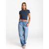 imageTrendy Queen Womens Boat Neck Tops Short Sleeve TShirts Slim Fitted Compression Summer Y2k Basic Clothes 2025Navy