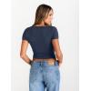 imageTrendy Queen Womens Boat Neck Tops Short Sleeve TShirts Slim Fitted Compression Summer Y2k Basic Clothes 2025Navy