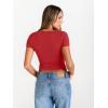 imageTrendy Queen Womens Boat Neck Tops Short Sleeve TShirts Slim Fitted Compression Summer Y2k Basic Clothes 2025Red