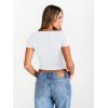 imageTrendy Queen Womens Boat Neck Tops Short Sleeve TShirts Slim Fitted Compression Summer Y2k Basic Clothes 2025White
