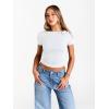 imageTrendy Queen Womens Boat Neck Tops Short Sleeve TShirts Slim Fitted Compression Summer Y2k Basic Clothes 2025White