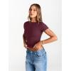 imageTrendy Queen Womens Boat Neck Tops Short Sleeve TShirts Slim Fitted Compression Summer Y2k Basic Clothes 2025Winered
