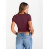 imageTrendy Queen Womens Boat Neck Tops Short Sleeve TShirts Slim Fitted Compression Summer Y2k Basic Clothes 2025Winered