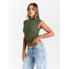 imageTrendy Queen Womens Going Out Basic Tank Tops Mock Neck Spring Clothes Sleeveless Cute Shirts Summer Y2K Sexy Outfits 2025Armygreen