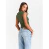 imageTrendy Queen Womens Going Out Basic Tank Tops Mock Neck Spring Clothes Sleeveless Cute Shirts Summer Y2K Sexy Outfits 2025Armygreen