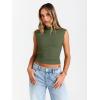imageTrendy Queen Womens Going Out Basic Tank Tops Mock Neck Spring Clothes Sleeveless Cute Shirts Summer Y2K Sexy Outfits 2025Armygreen