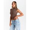 imageTrendy Queen Womens Going Out Basic Tank Tops Mock Neck Spring Clothes Sleeveless Cute Shirts Summer Y2K Sexy Outfits 2025Brown