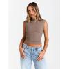 imageTrendy Queen Womens Going Out Basic Tank Tops Mock Neck Spring Clothes Sleeveless Cute Shirts Summer Y2K Sexy Outfits 2025Coffeegrey