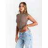imageTrendy Queen Womens Going Out Basic Tank Tops Mock Neck Spring Clothes Sleeveless Cute Shirts Summer Y2K Sexy Outfits 2025Coffeegrey