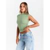 imageTrendy Queen Womens Going Out Basic Tank Tops Mock Neck Spring Clothes Sleeveless Cute Shirts Summer Y2K Sexy Outfits 2025Green