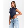 imageTrendy Queen Womens Going Out Basic Tank Tops Mock Neck Spring Clothes Sleeveless Cute Shirts Summer Y2K Sexy Outfits 2025Navy