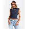 imageTrendy Queen Womens Going Out Basic Tank Tops Mock Neck Spring Clothes Sleeveless Cute Shirts Summer Y2K Sexy Outfits 2025Navy
