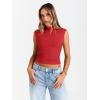imageTrendy Queen Womens Going Out Basic Tank Tops Mock Neck Spring Clothes Sleeveless Cute Shirts Summer Y2K Sexy Outfits 2025Red