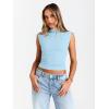 imageTrendy Queen Womens Going Out Basic Tank Tops Mock Neck Spring Clothes Sleeveless Cute Shirts Summer Y2K Sexy Outfits 2025Skyblue