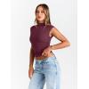 imageTrendy Queen Womens Going Out Basic Tank Tops Mock Neck Spring Clothes Sleeveless Cute Shirts Summer Y2K Sexy Outfits 2025Winered