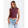 imageTrendy Queen Womens Going Out Basic Tank Tops Mock Neck Spring Clothes Sleeveless Cute Shirts Summer Y2K Sexy Outfits 2025Winered