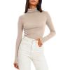 imageTrendy Queen Womens Mock Turtleneck Long Sleeve Shirts Fall Fashion Basic Layering Slim Fit Soft Thermal Underwear TopsBeige