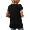 imageWomens Cap Sleeve Summer Tops 2025 Trendy Tank Tops Lace V Neck Loose Fit ShirtsA01black