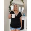 imageWomens Cap Sleeve Summer Tops 2025 Trendy Tank Tops Lace V Neck Loose Fit ShirtsA01black