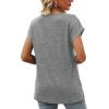 imageWomens Cap Sleeve Summer Tops 2025 Trendy Tank Tops Lace V Neck Loose Fit ShirtsA02grey