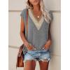 imageWomens Cap Sleeve Summer Tops 2025 Trendy Tank Tops Lace V Neck Loose Fit ShirtsA02grey