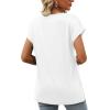 imageWomens Cap Sleeve Summer Tops 2025 Trendy Tank Tops Lace V Neck Loose Fit ShirtsA03white