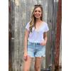 imageWomens Cap Sleeve Summer Tops 2025 Trendy Tank Tops Lace V Neck Loose Fit ShirtsA03white