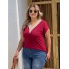 imageWomens Cap Sleeve Summer Tops 2025 Trendy Tank Tops Lace V Neck Loose Fit ShirtsA04burgundy