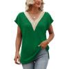 imageWomens Cap Sleeve Summer Tops 2025 Trendy Tank Tops Lace V Neck Loose Fit ShirtsA06green