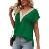imageWomens Cap Sleeve Summer Tops 2025 Trendy Tank Tops Lace V Neck Loose Fit ShirtsA06green