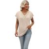 imageWomens Cap Sleeve Summer Tops 2025 Trendy Tank Tops Lace V Neck Loose Fit ShirtsA07apricot