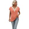 imageWomens Cap Sleeve Summer Tops 2025 Trendy Tank Tops Lace V Neck Loose Fit ShirtsA08pink