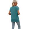 imageWomens Cap Sleeve Summer Tops 2025 Trendy Tank Tops Lace V Neck Loose Fit ShirtsA09blue