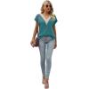 imageWomens Cap Sleeve Summer Tops 2025 Trendy Tank Tops Lace V Neck Loose Fit ShirtsA09blue