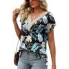 imageWomens Cap Sleeve Summer Tops 2025 Trendy Tank Tops Lace V Neck Loose Fit ShirtsBpattern 01