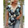 imageWomens Cap Sleeve Summer Tops 2025 Trendy Tank Tops Lace V Neck Loose Fit ShirtsBpattern 01