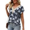 imageWomens Cap Sleeve Summer Tops 2025 Trendy Tank Tops Lace V Neck Loose Fit ShirtsBpattern 02
