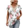 imageWomens Cap Sleeve Summer Tops 2025 Trendy Tank Tops Lace V Neck Loose Fit ShirtsBpattern 03