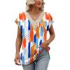 imageWomens Cap Sleeve Summer Tops 2025 Trendy Tank Tops Lace V Neck Loose Fit ShirtsBpattern 04
