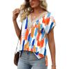 imageWomens Cap Sleeve Summer Tops 2025 Trendy Tank Tops Lace V Neck Loose Fit ShirtsBpattern 04