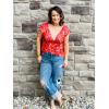 imageWomens Cap Sleeve Summer Tops 2025 Trendy Tank Tops Lace V Neck Loose Fit ShirtsBpattern 05