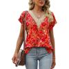 imageWomens Cap Sleeve Summer Tops 2025 Trendy Tank Tops Lace V Neck Loose Fit ShirtsBpattern 05