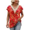 imageWomens Cap Sleeve Summer Tops 2025 Trendy Tank Tops Lace V Neck Loose Fit ShirtsBpattern 05