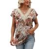 imageWomens Cap Sleeve Summer Tops 2025 Trendy Tank Tops Lace V Neck Loose Fit ShirtsBpattern 06