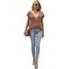 imageWomens Cap Sleeve Summer Tops 2025 Trendy Tank Tops Lace V Neck Loose Fit ShirtsBpattern 07